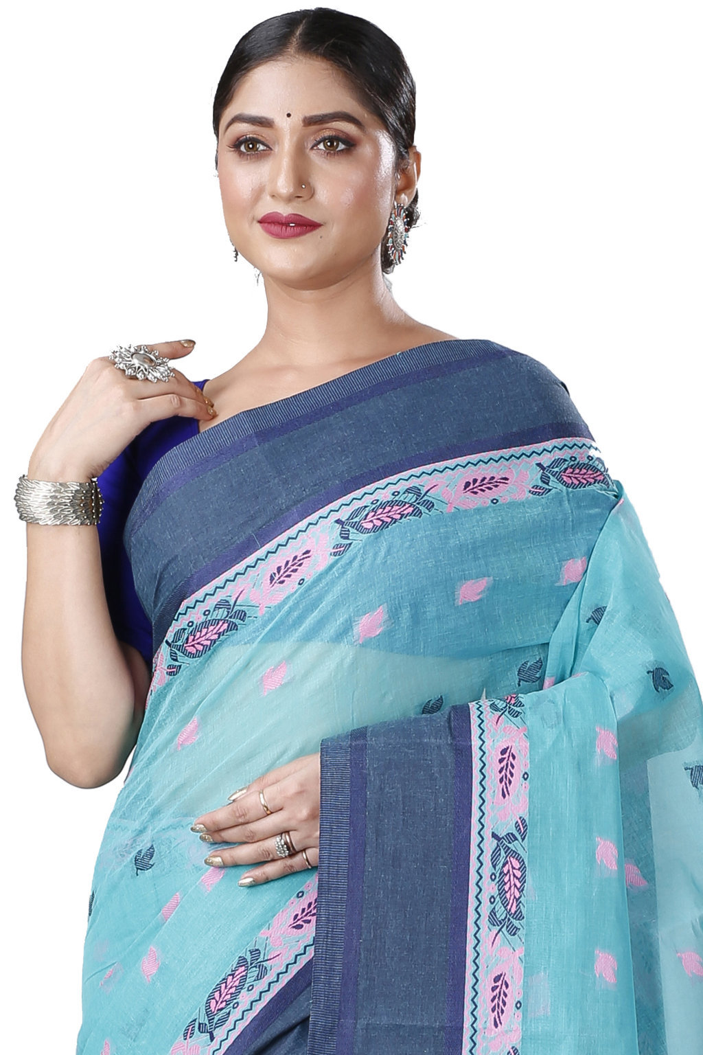 See Green Pure Cotton Provati Tant Saree (1072)